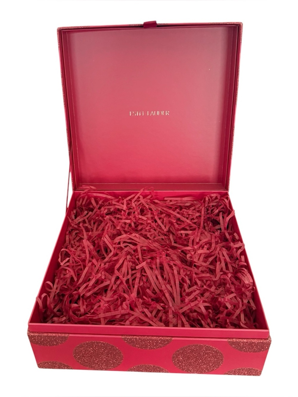 Estee Lauder Red Glitter Polka Dot Gift or Storage Box